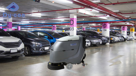 Quiet Parking Garage Scrubber Erases Tire Marks Oil Stains With 550W Brush Motor And 800mm Squeegee Width
