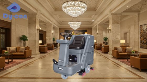 Efficient Hotel Lobby Cleaning: Compact Ride-On Scrubber For Marble ...
